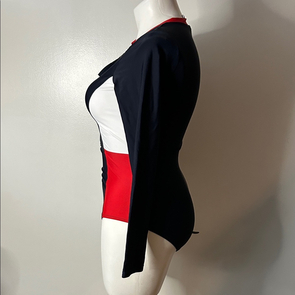 Tommy Hilfiger Long Sleeve Colorblock Swimsuit - Picture 3 of 4